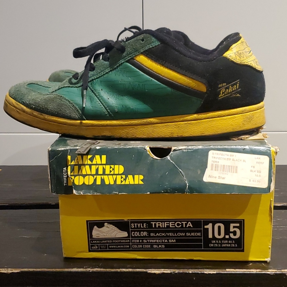 Lakai Trifecta Black Yellow Suede 10.5